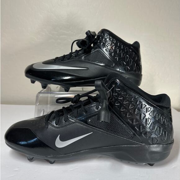 Nike Lunar Code Pro 3/4 Detachable Football Cleats Black Silver 579669-002 Sz 18 - Picture 2 of 9
